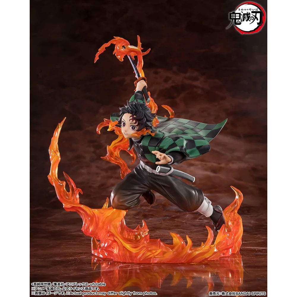 Original BANDAI Figuarts ZERO Demon Slayer Tanjiro Kamado (Rengoku Tsuba ver.) Excellent 19.5cm Anime Figure Model Gift Toys