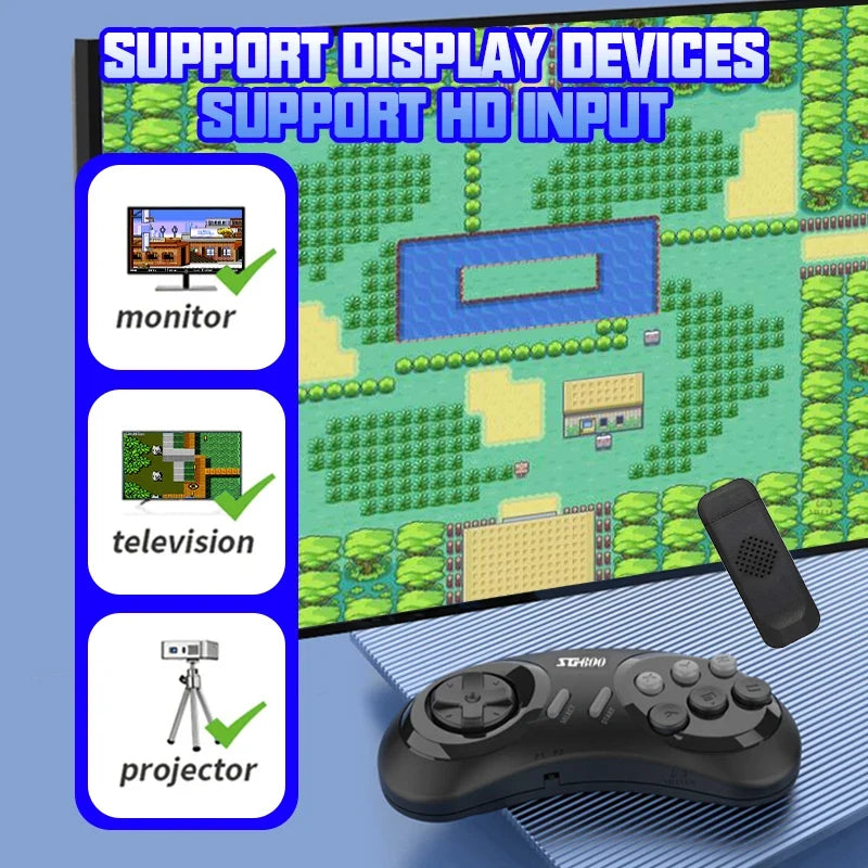 4K Retro Game Console Wireless Console 2.4G Built-in 5000 Classic Games Controller Gamepad Video Stick for Sega Mega Drive