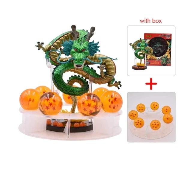 DBZ Anime Shenlong Figures Set Esferas Del Dragon and 7 Stars Dragon Crystal Balls 3.5cm Shelf Figurine Collection Model Toys
