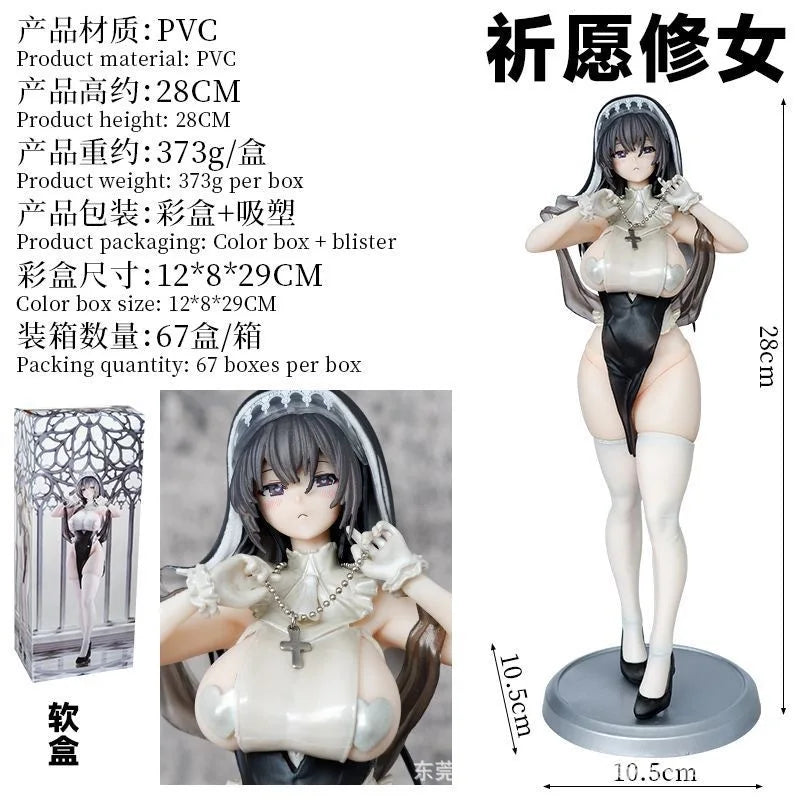 Sexy Anime Nun Figure Desktop Statue Collectible Model for Adults Kawaii