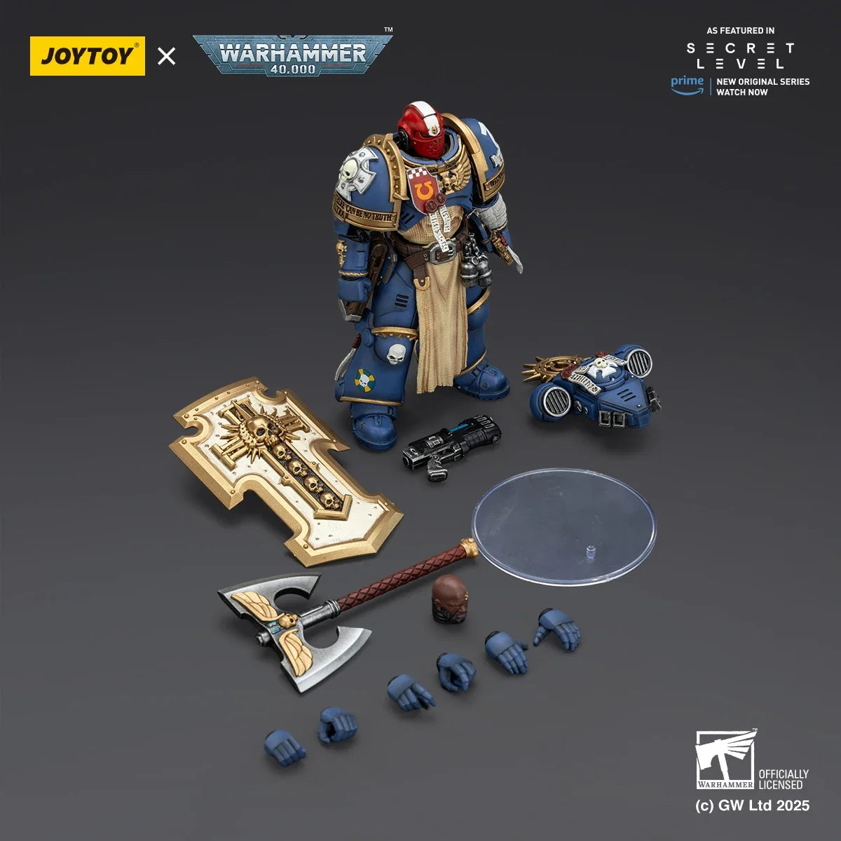 【Pre Sale】 JOYTOY 1/18 Action Figure Warhammer 40000 Ultramarines Metaurus with Power Ax Stormshield and Plasma Pistol