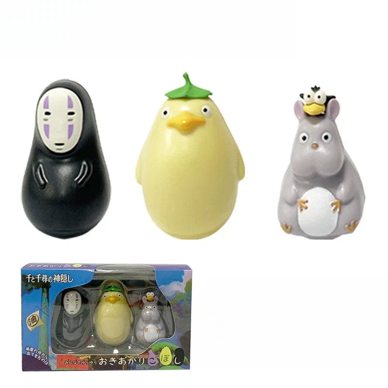 3pcs Vinyl Doll Set Studio Ghibli Tumbler Q Version My Neighbor Totoro No Face Desktop Decor