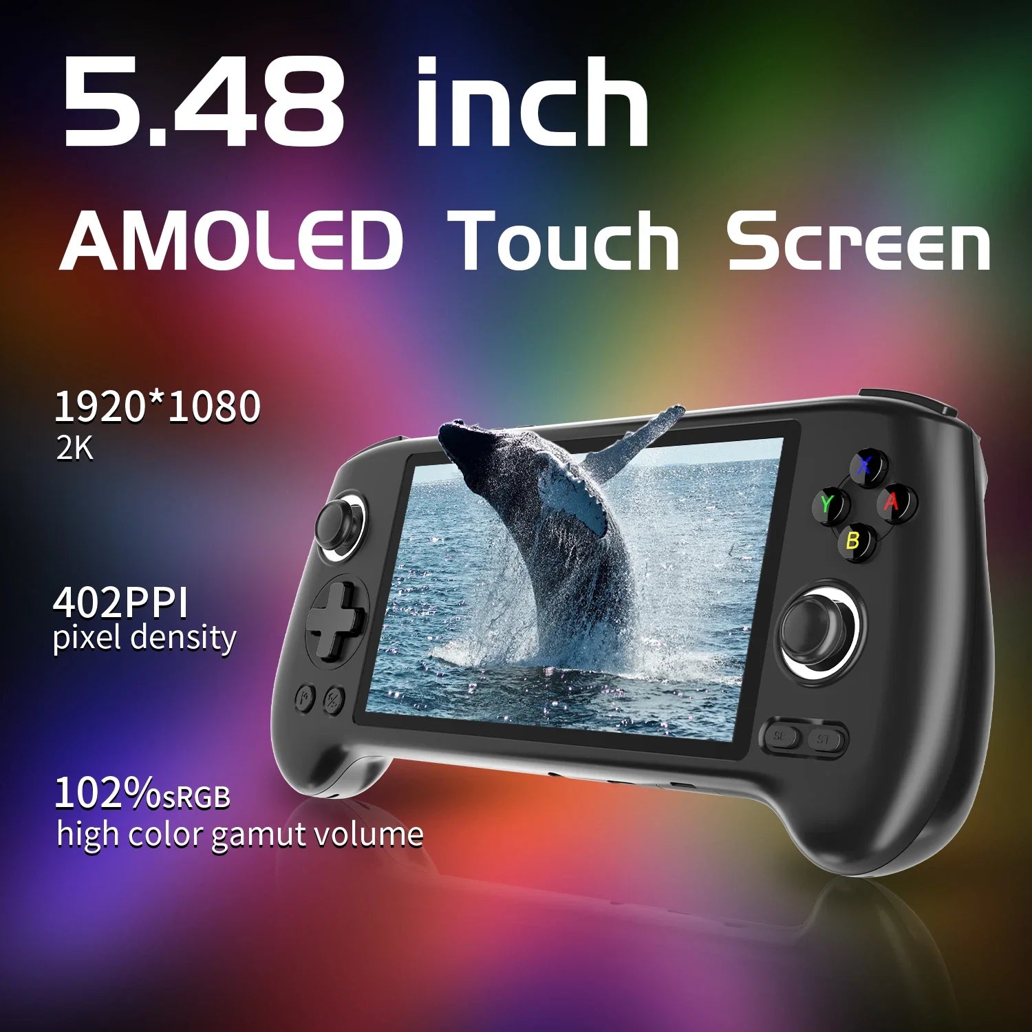 Retro Gaming Console RG556 Android 13 OS 5.48-inch AMOLED display 5500mAh battery WiFi, Bluetooth, wireless connectivity Retro v