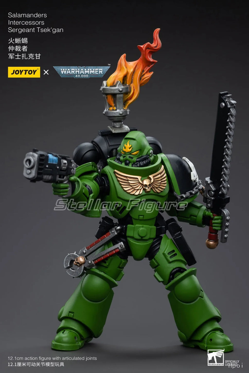 【SF】JOYTOY 1/18 Action Figure Warhammer 40K  Salamanders Intercessors Sergeant Tsek'gan  Prime Model Toy Gift