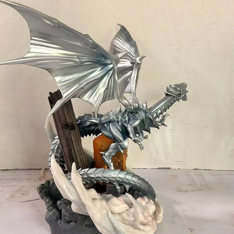 35cm Anime Yu-Gi-Oh! Mx Blue - Eyes White Dragon Figure Gk Scene Model Statue Desk Ornaments Statue Collectible Animation Role