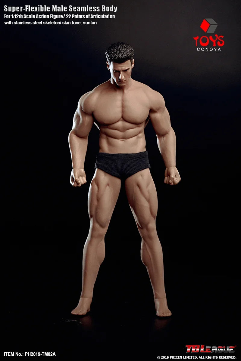 TBLeague Phicen TM01A TM02A 1/12 Suntan Skin Super-Flexible Seamless Steel Stainless Skeleton Male Body 6'' Action Figure Doll