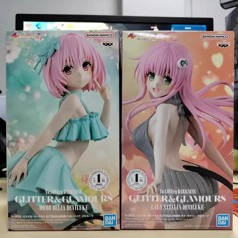 In Stock Genuine Bandai Glitter&Glamours Banpresto To Love Ru Darkness 22cm Momo Belia Deviluke Lala Satalin Deviluke Figure Toy