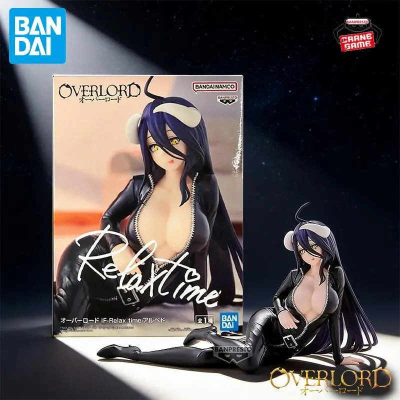 Bandai Original Banpresto Relax Time Overlord 18Cm Albedo Lying Down Action Figures Anime Figura Cartoon Dolls Toys Juguete Gift