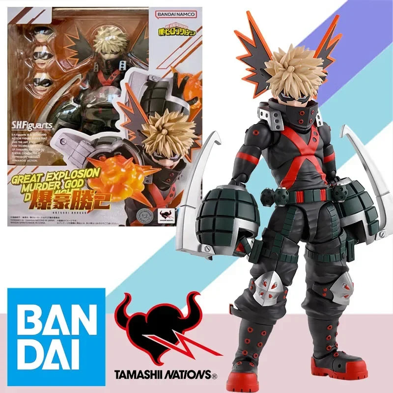 BANDAI Original Box SHF Bakogo Deku Bakugo PLUS ULTRA Anime Action Figure Model Toy Gift for Kid Foam Box Packaging