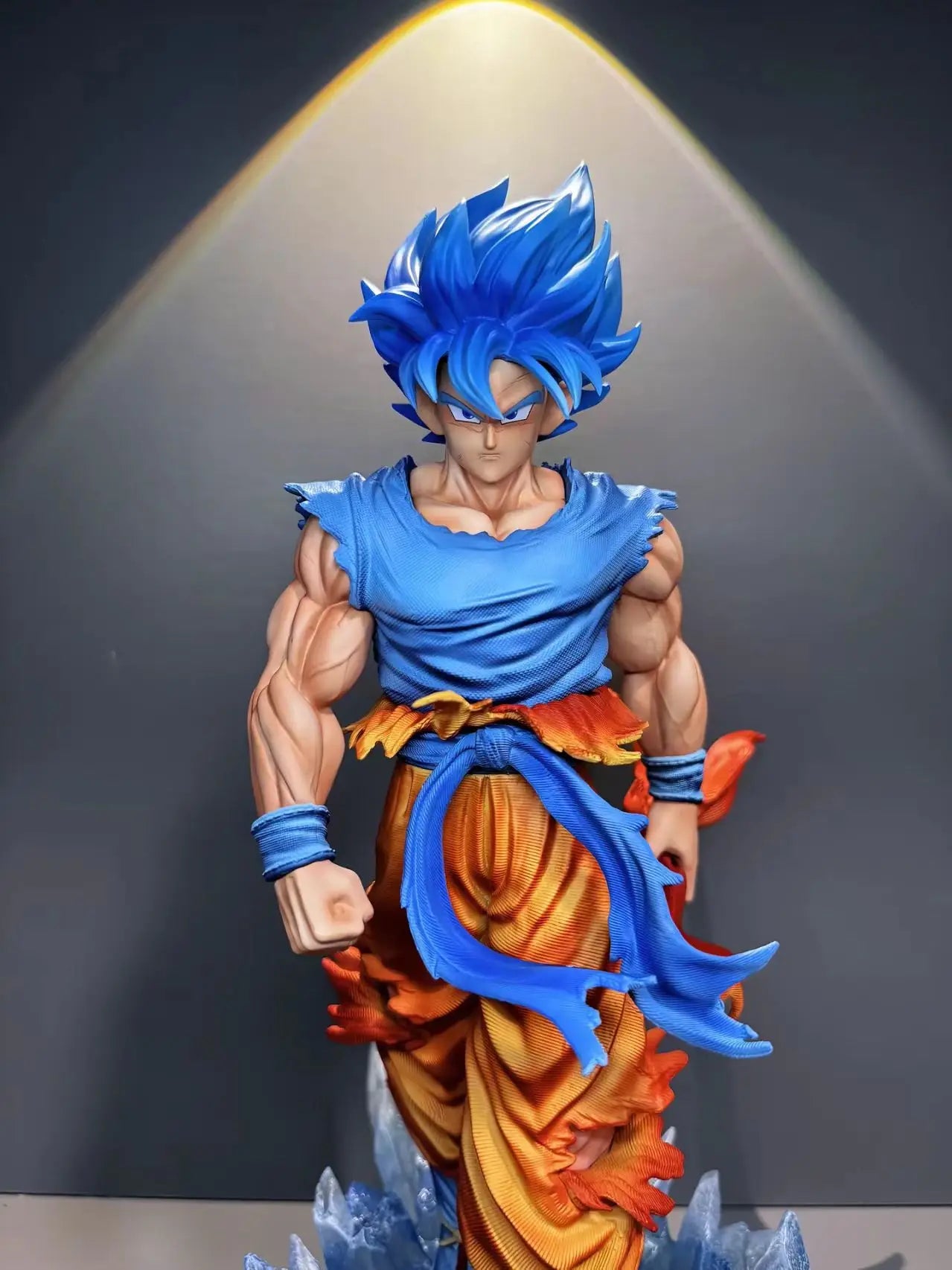 33cm/12.9inch JT Goku Statue Dragon Ball Z Super Saiyan Goku Figure Replace Head Led Base Gk Statue Collection Model Toy Gifts