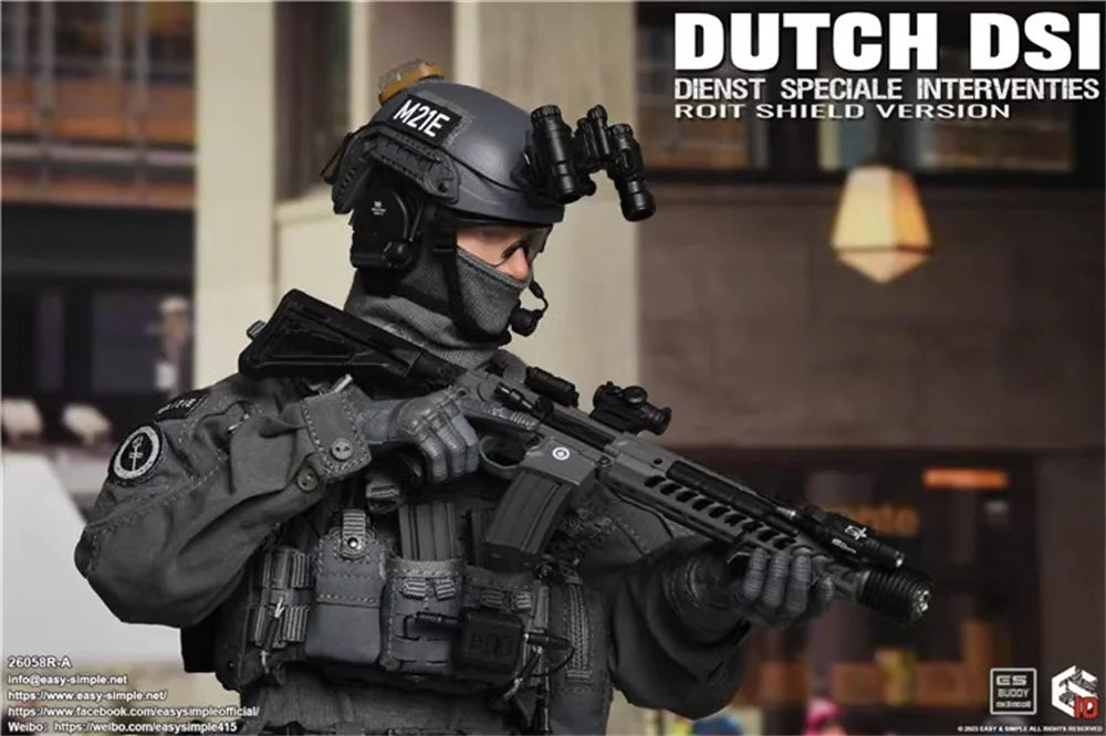 1/6 Easy&Simple ES 26058R Dutch Dienst Speciale Interventies Riot Shield Version A Full Set Action Figure Model Gift For Fans