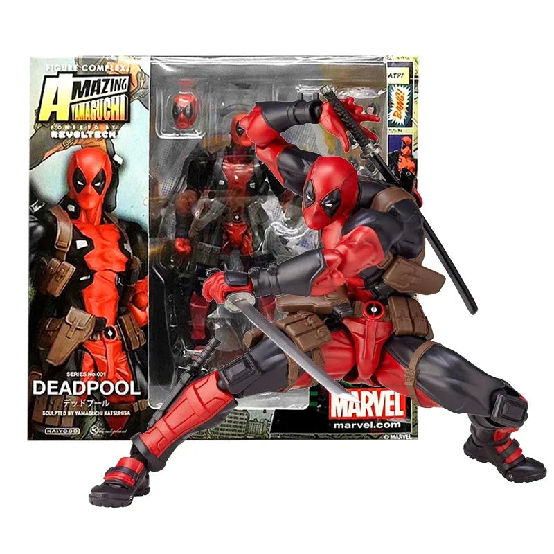 Revoltech Yamaguchi Figures Black Panther Action Figure Deadpool Venom Model King of Wakanda Black Panther T Challa Toys