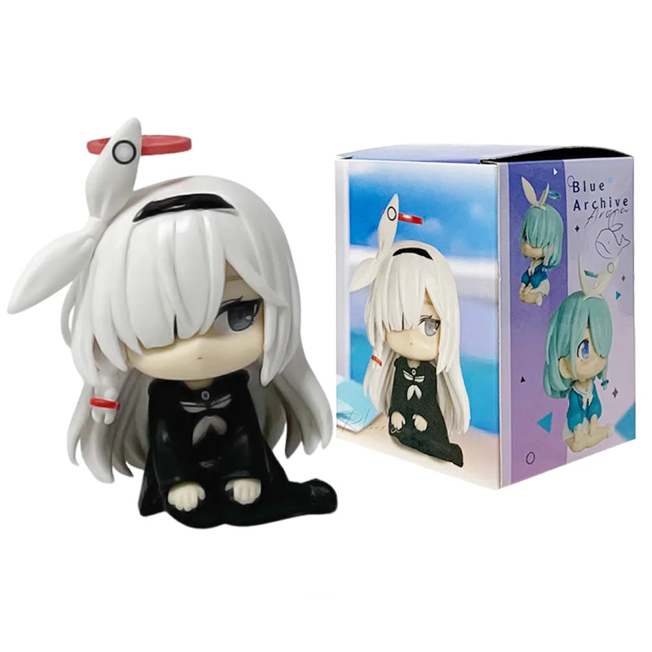 Beautiful Girl 7.5cm Blue Figure Anime Cute Chibi Desktop Standing Pose Animation Model Toy Gift Collection Ornament PVC
