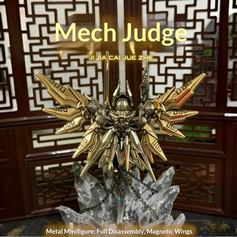 In Stock Mech Judge Pendant Chinese Style Metal Man Handheld Item Workstation Detachable Play Figure Desktop Collection Gift Toy