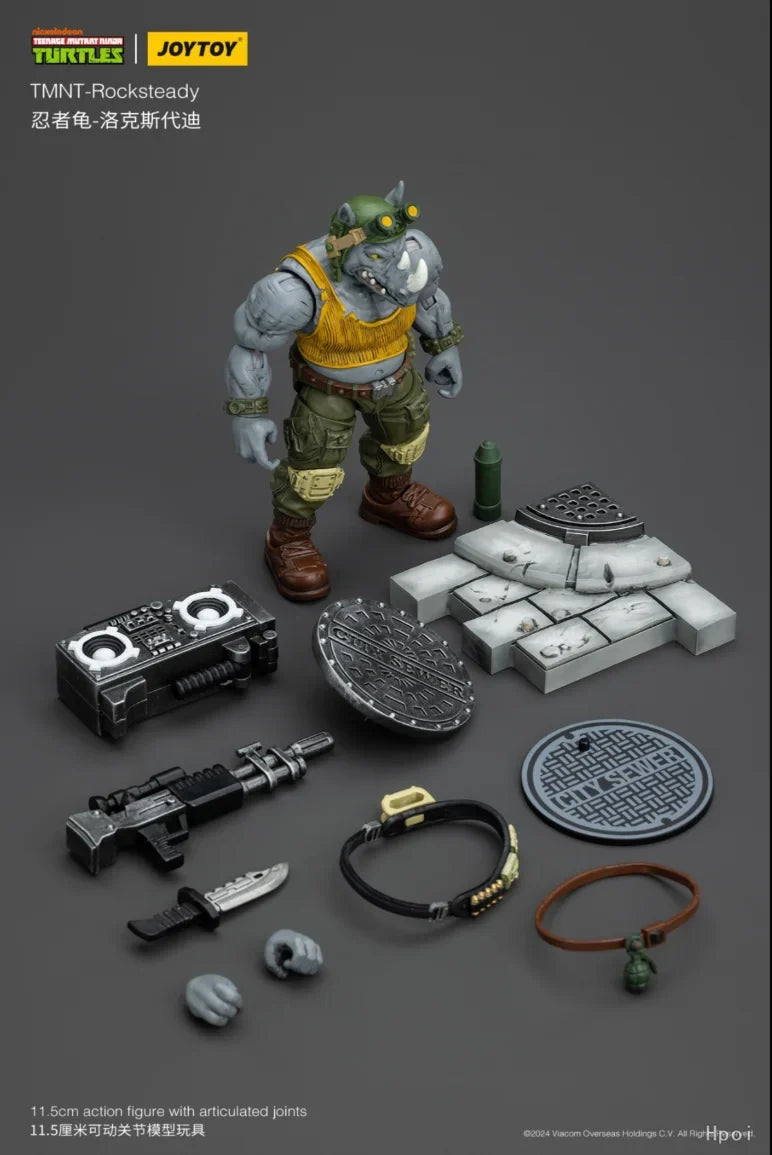 【SF】JOYTOY 1/18 Action Figure TMNT-Rocksteady Model Toys Gifts Collection Ornaments