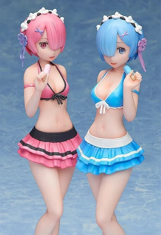 Anime Figure Rem Ram Emilya Cuter Case Model Q Version Collectible Static PVC Model from Zero Begining in Another World Life