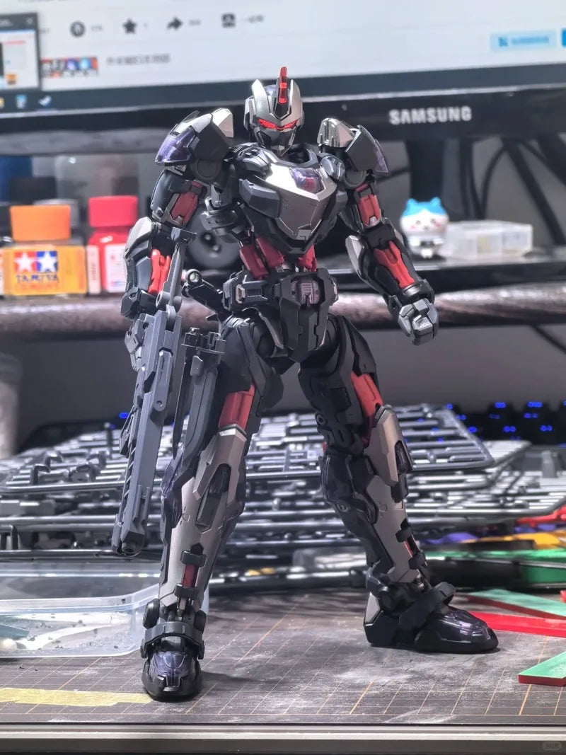 Hemoxian Mg 1/100 Scale Lone Shadow Assembly Model Kit 19cm With 4 Head Mask Over Zero Action Figure Robot Plastic Model Toy