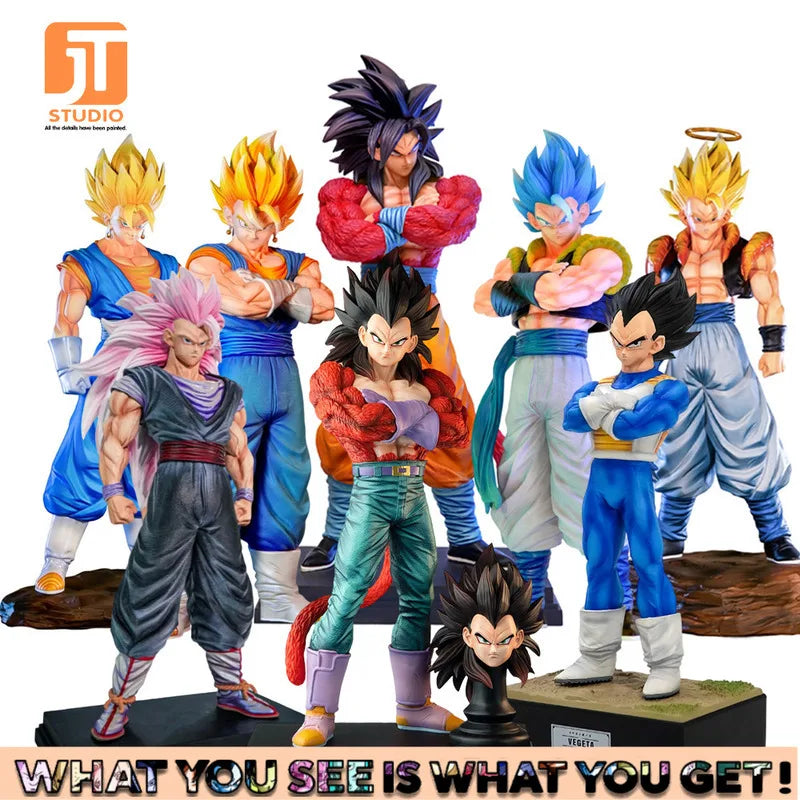 JT Studio Dragon Ball Z Goku Vegeta Gogeta SSJ1 SSJ2 SSJ4 SSJ3 Vegetto Dragonball Anime Model Figure GK Statue DBZ Figurine Toys