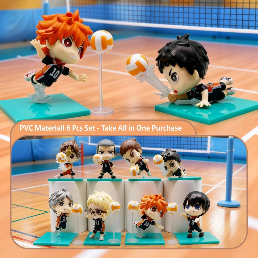 8pcs volleyball Hinata Shoyo & Kageyama Tobio | Cute Chibi Anime Figures | Anime Merch Collectible, Ideal Birthday Gift