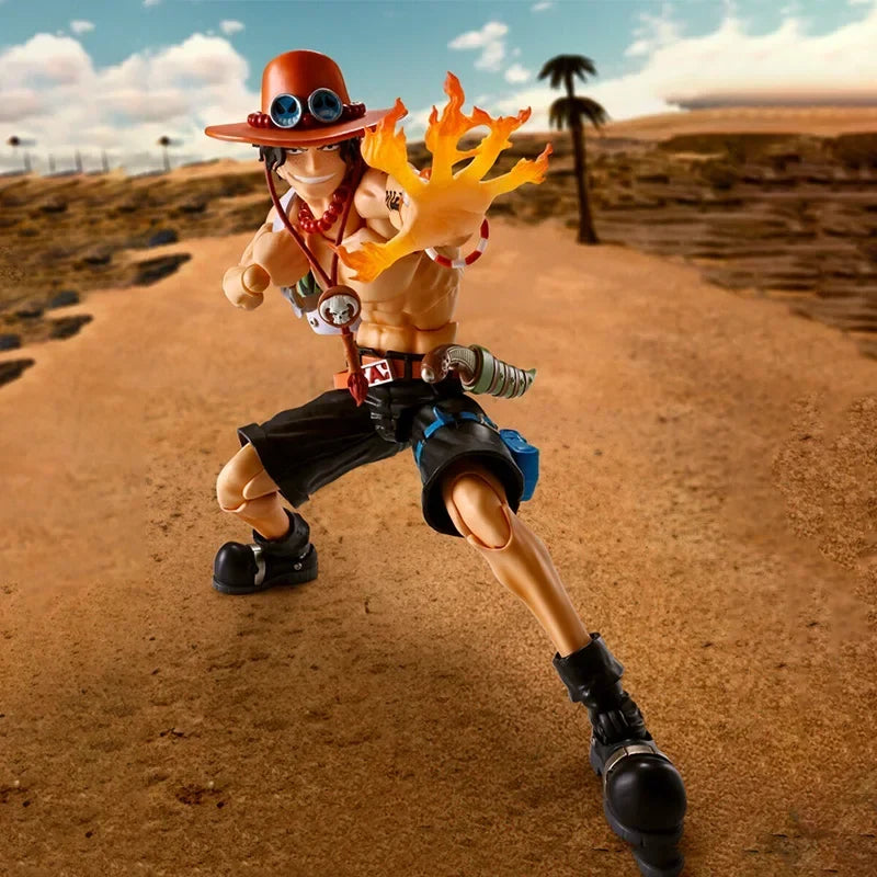 Bandai SHF S.H.Figuarts  PORTGAS.D.ACE FIRE FIST Figure Finished Model Anime Action Toy Gifts for kids  SOLDIER SET