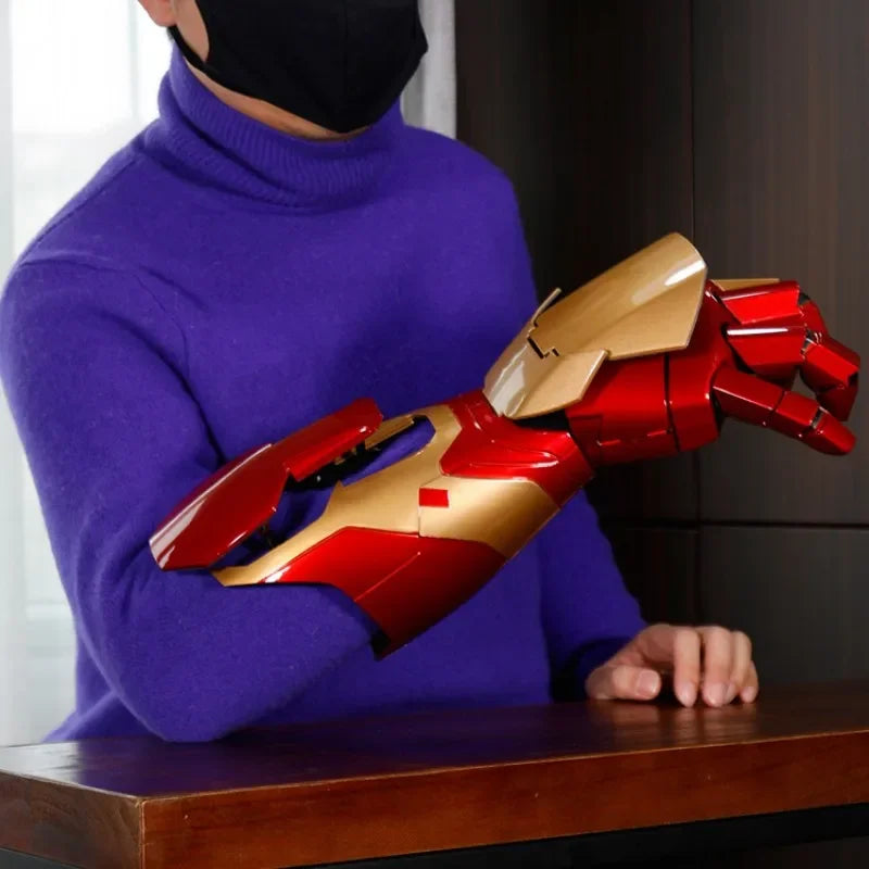 NEW Mk43 1:1 Avengers Marvel Iron Man Glowing Arm Gloves Cosplay Performance Props Wearable Figure Toys Dolls Gifts