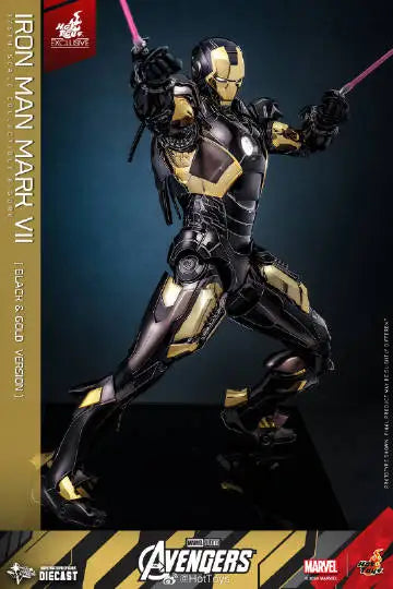 Original Hot Toys Iron Man Action Figure 1/6 Avengers Ironman MK7 BLACK & GOLD Figurine MARK VII HT MMS741-D61 Statue Toy Gift