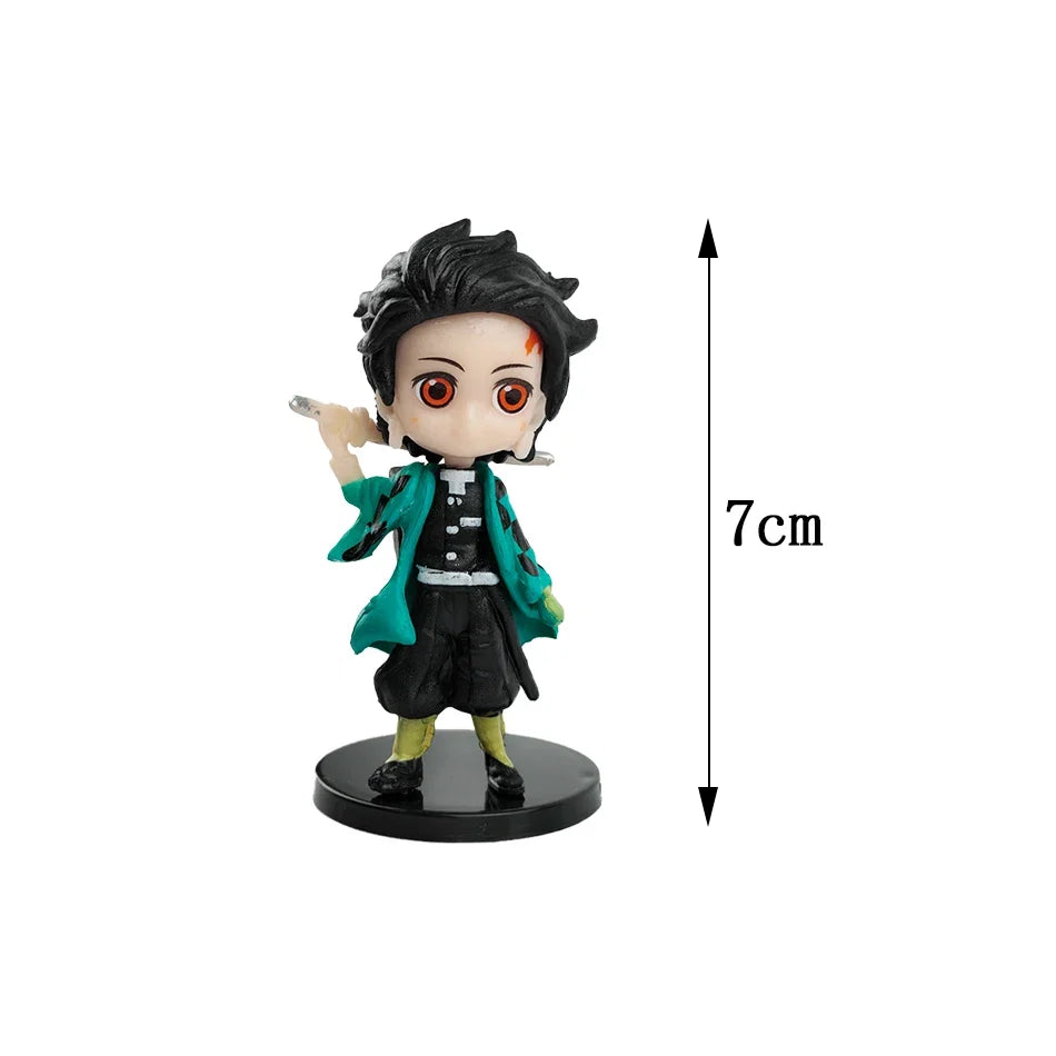 Q Posket Figures Demon Slayer Mini Figurine Tanjiro Nezuko Zenitsu Inosuke Giyu 6/12Pcs Sets Kimetsu No Yaiba Dolls Decoration