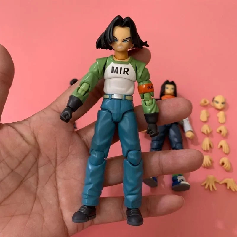 2pcs/Set Dragon Ball Super Poseable Dolls Shf Android 18 And 17 Twin Pack Model Bulk Cargo Ko Model No Box Collectibles Toys