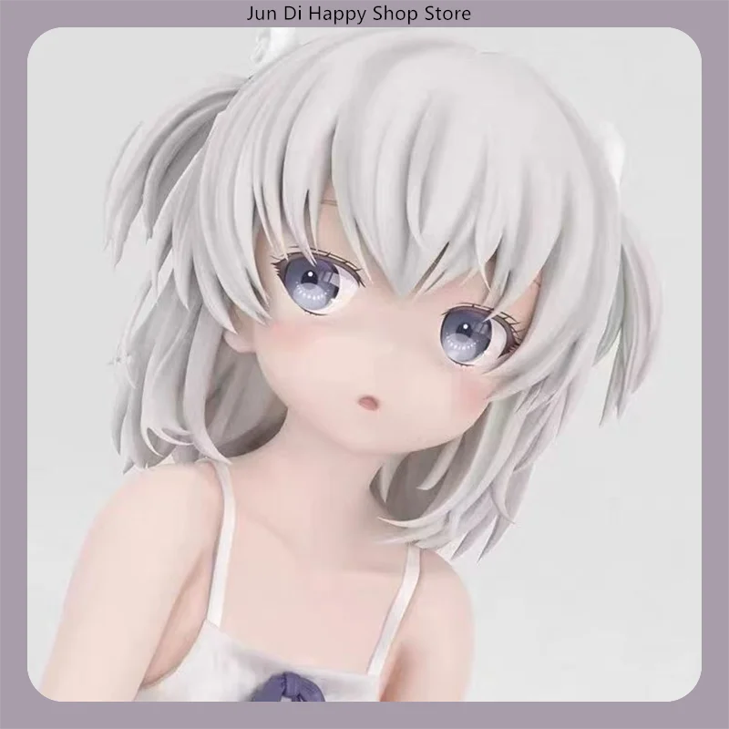 10cm White Hair Anime Girl Sitting Pose Anime Figure Model Statue Collection Desktop Decoration Ornament Toy Gift for Fans