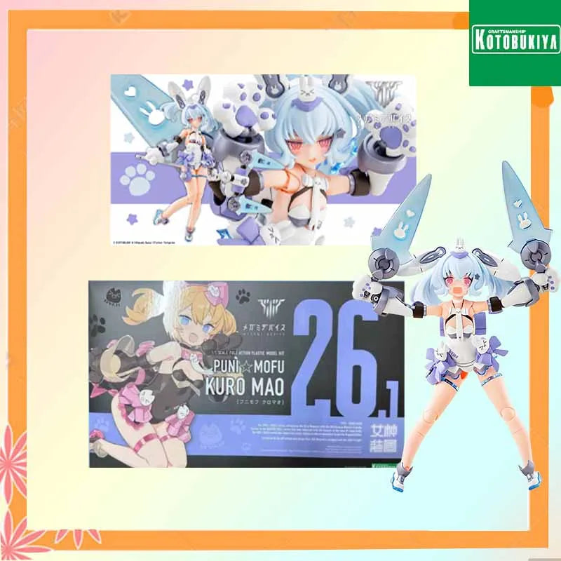 High quality Kotobukiya Original MEGAMI DEVICE PUNI MOFU KURO MAO Anime Action Figure Assembly Model Toys Collectible Model