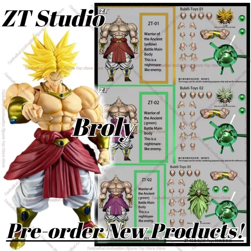 ZT Studio Ancient Warrior Broly Green Yellow Long Hair 1/12 Action Figure Anime Character Figure Collection