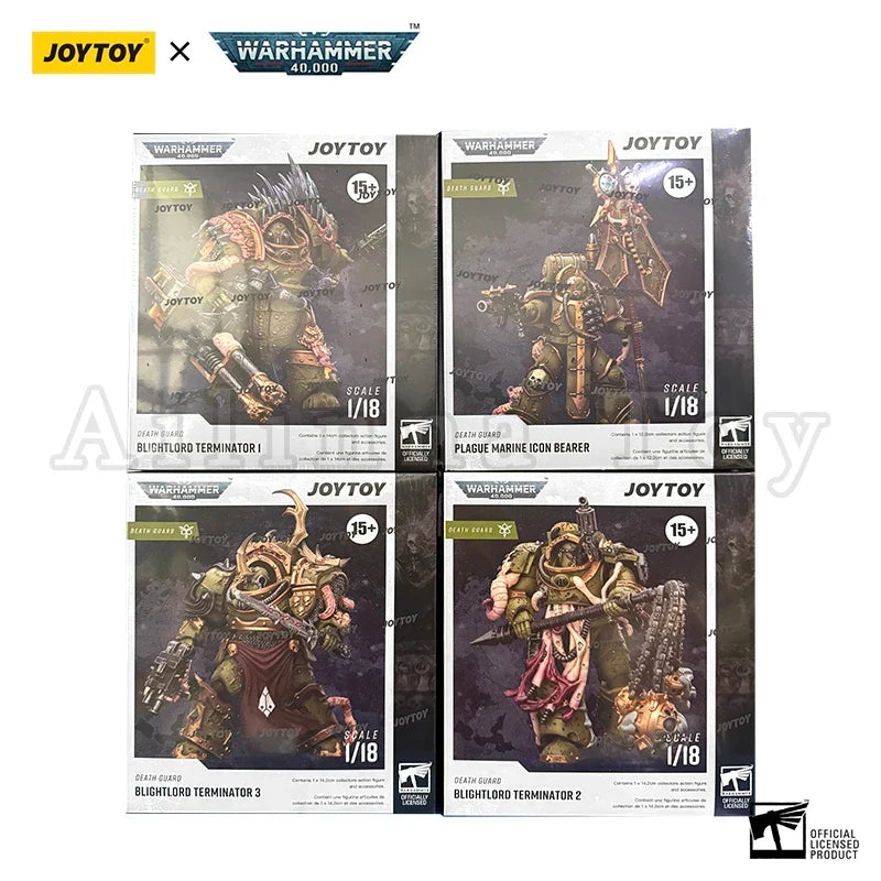 JOYTOY 1/18 Action Figure 40K Death Guard Blightlord Terminator and Plague Marine Icon bearer Anime Model Toy Gift