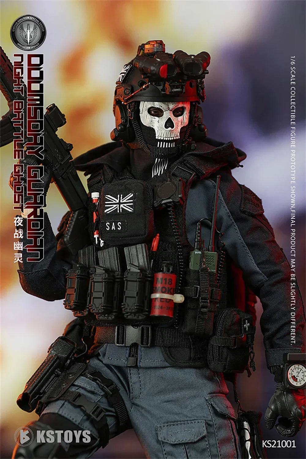 FLAGSET KSTOYS KS21001 1/6 Scale Night Battle Ghost Military Male Soldier with Weapons Full Set 12" Action Figure Model Toys
