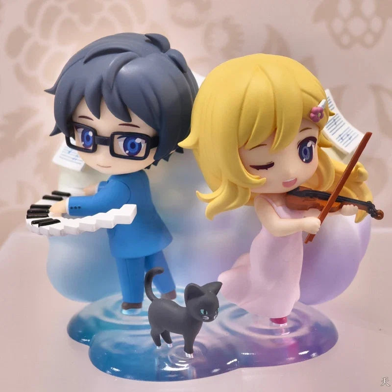 In Stock Genuine《Your Lie In April》Qset Arima Kousei Miyazono Kaori Q-Version Model Figures Toys Collectible Ornaments Gifts