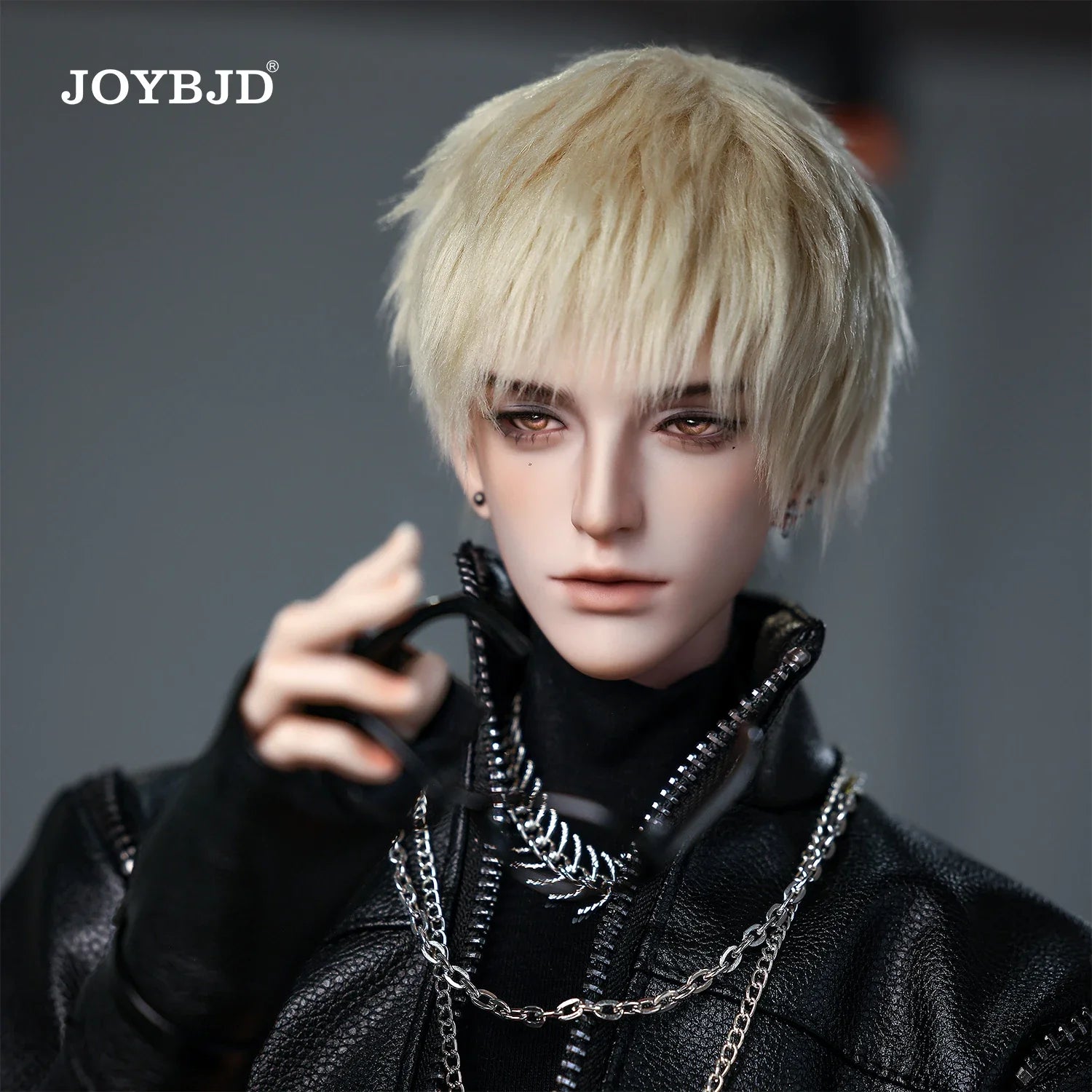 JOYBJD 1/3 BJD Doll Jinghuai Fullset Wide Shoulder Muscular Male Body Resin Figure with Leather Jacket Outfit & Wig
