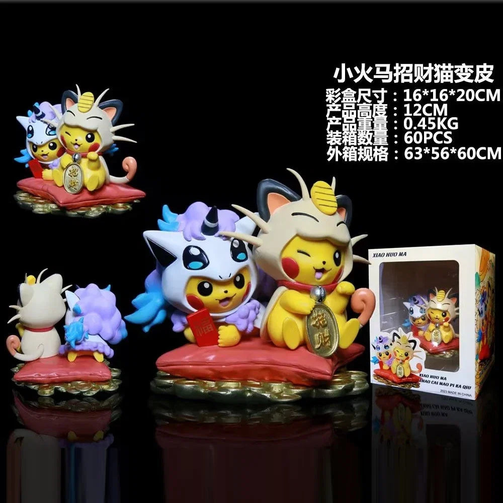 Anime Pokemon 12CM Pikachu Cosplay Action Figure Mini Q Cute Cartoon PVC Model Toys Children Gifts
