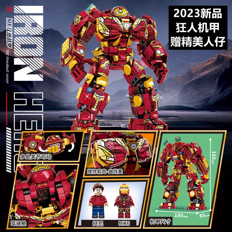 Superheroes Avengers Iron Man Hulkbuster Steel Mecha Action Figures Building Blocks Classic Movie Model  Toys for Kid Gift