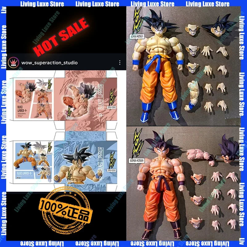 New-Hot Wow Super Action Studio 1/12 Dragon Ball Anime Figure Kaiouken Son Goku Action Figurine Collect Goku Model Toys Kid Gift