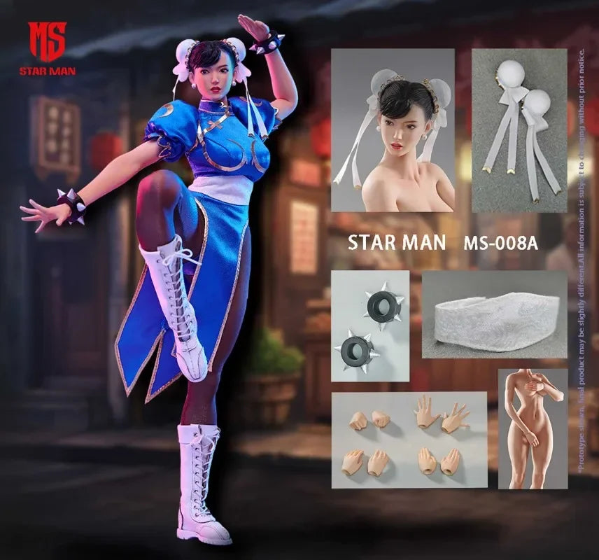 New Stock STAR MAN MS-008 MS-011 1/6 Women Soldier Chun-Li Classic Fighter Girl Fighting Girl 12Inch Full Set Action Figure Toys