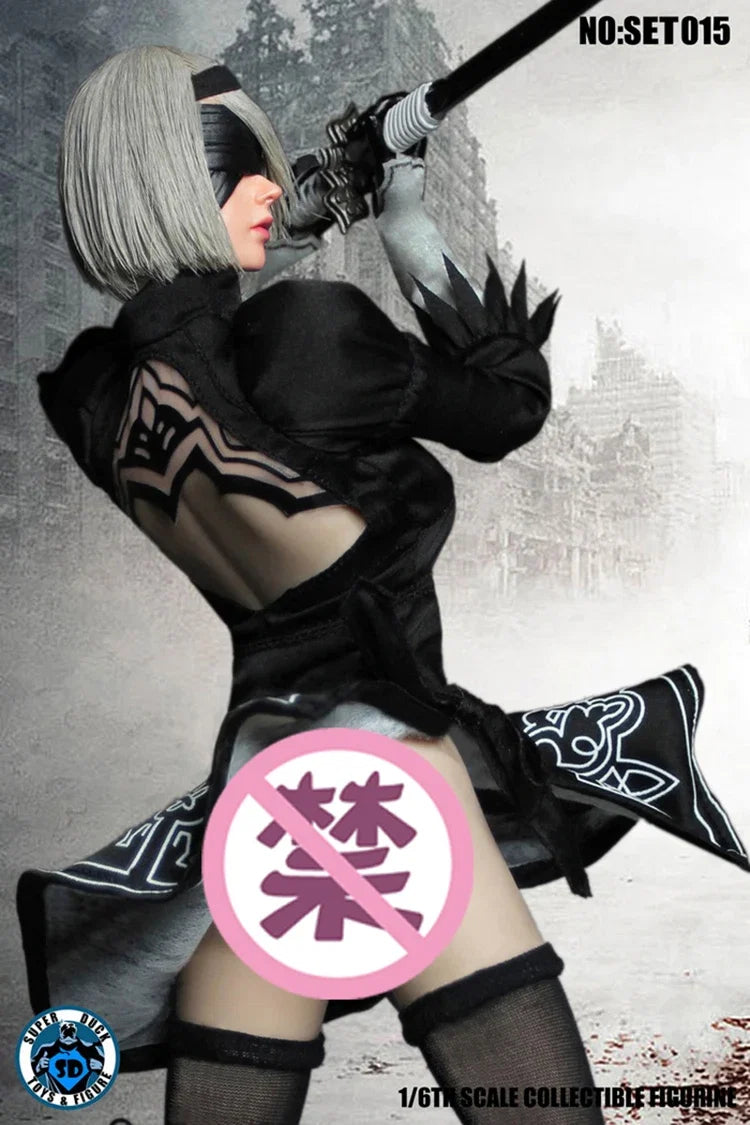 SUPER DUCK SET015 1/6 Nier: Automata Yorha 2B Head Sculpt & Clothing Sets Accessory For 12Inch Action Figure Model For Fans