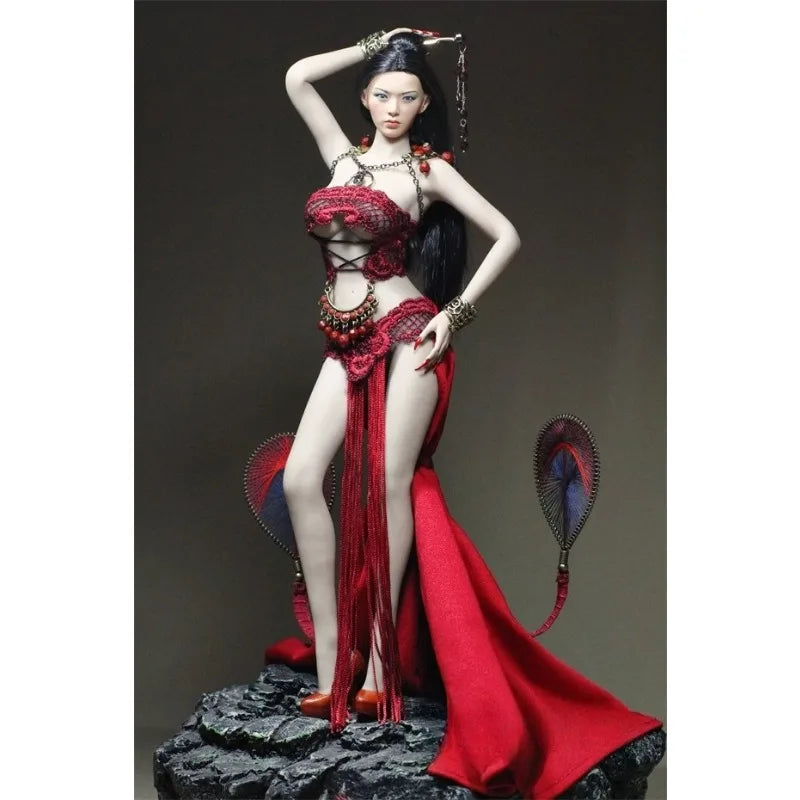 1/6 Scale Toys Red Flame Style Red Jade Chinese Style Corset Tailed Skirt Suit Clothes Model for 12'' PH Action Figures Body
