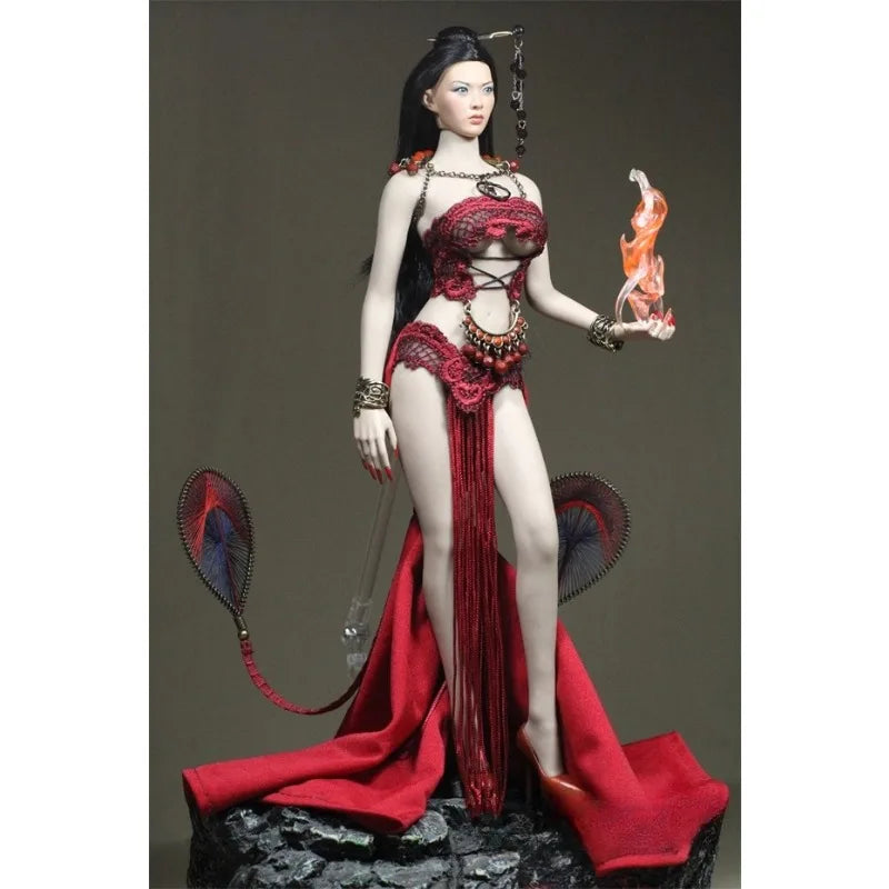1/6 Scale Toys Red Flame Style Red Jade Chinese Style Corset Tailed Skirt Suit Clothes Model for 12'' PH Action Figures Body