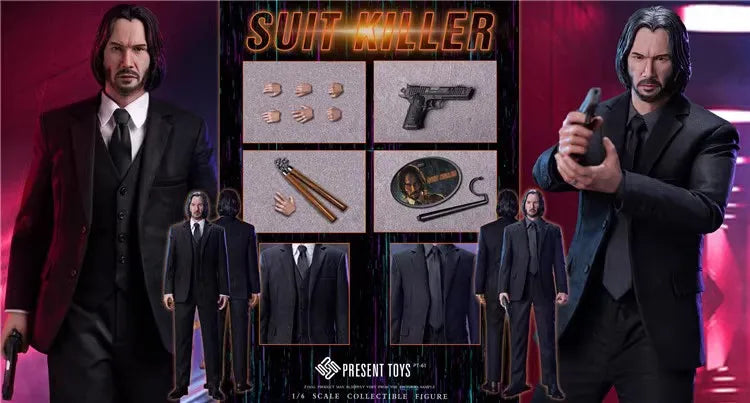 PRESENT TOYS PT-sp61 1/6 Scale Classic Movies Killing God JOHN WICK Keanu Reeves Male Warrior Full Set 12Inch Action Figure Doll