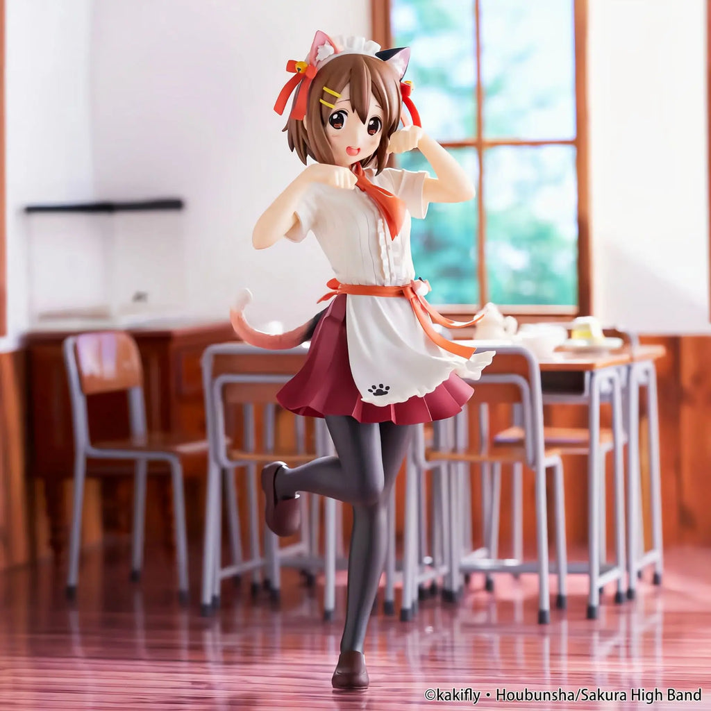 20cm K-ON Hirasawa Yui Nakano Azusa Cat Lap Milk Standing Anime Handmade Action Figures Desktop Case Decoration Ornament Gift