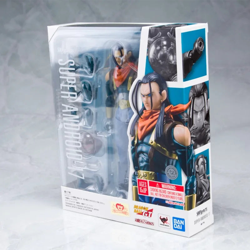 Bandai Genuine SHF Dragon Ball SUPER ANDROID 17 Anime Action Figure Collectible Joints Movable Model Toy Ornaments Gift Children
