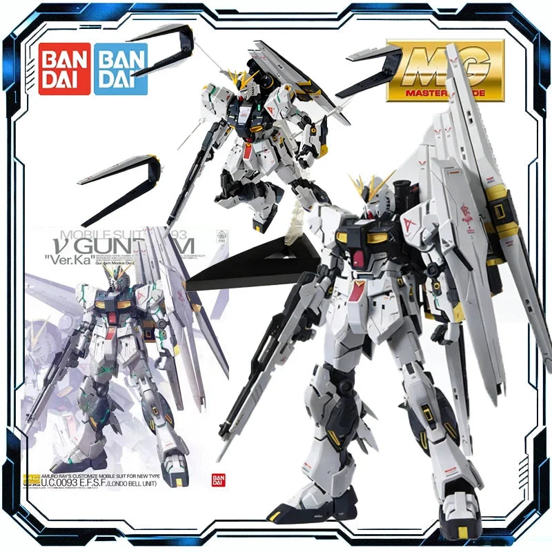 Bandai Original MG 1/100 RX-93 Nu Gundam Ver Ka DOUBLE FIN FUNNEL CUSTOM UNIT Model Action Figure Toys for Boys Girls Kids Gift