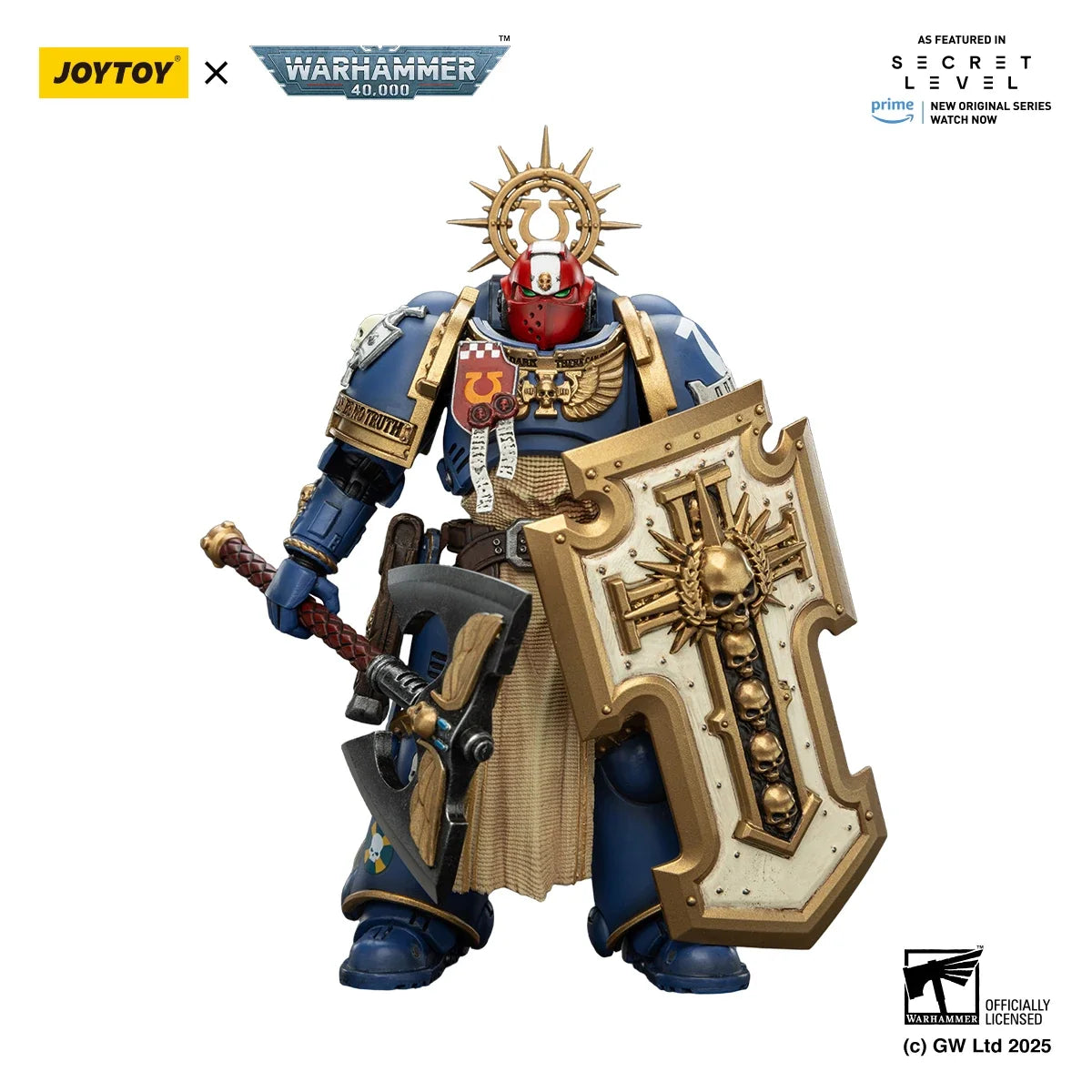 JOYTOY Warhammer 40k 1/18 Action Figures Ultramarines Metaurus with Power Axe, Stormshield and Plasma Pistol