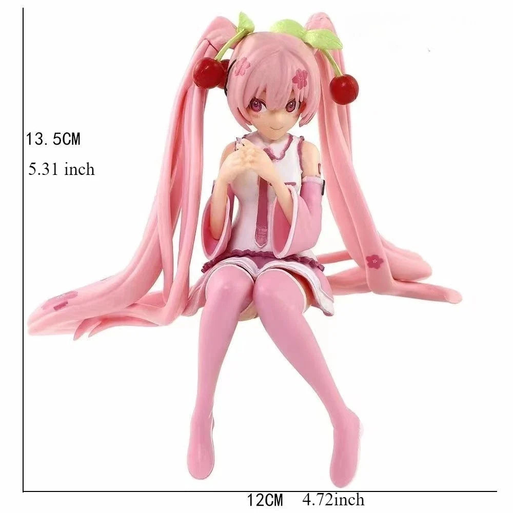 Hatsune Miku Anime Figure Pink Dress Model Cherry Blossom Decoration Desktop Ornament Collectible Action Toy for Birthday Gift