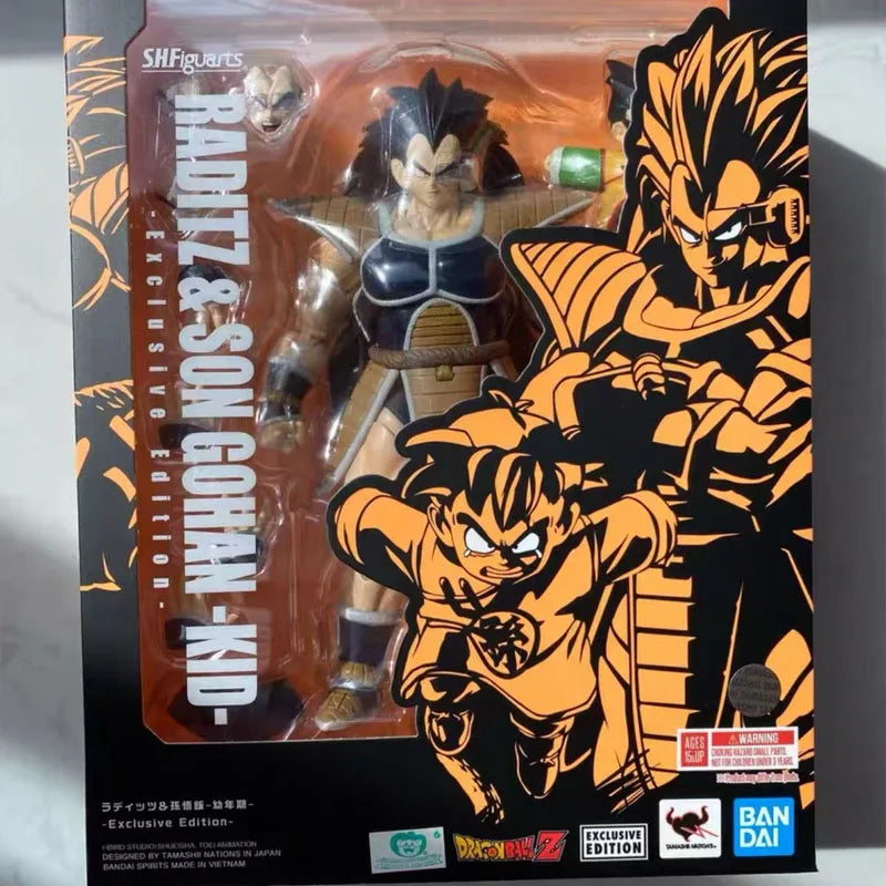 Auf Lager BANDAI Originalverpackung S.H.Figuarts DRAGON BALL RADITZ UND SON GOHAN KID SDCC SHF Actionfigur Modell Spielzeug Geschenk für Kinder