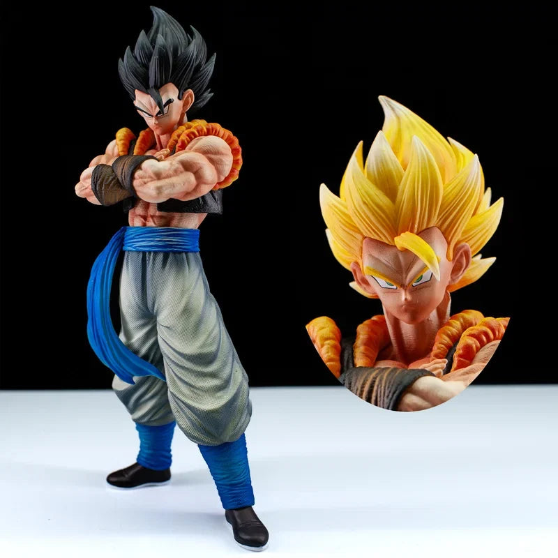 28cm Gk Gogeta Super Saiyan Vegetto Anime Figures Dragon Ball Breast Hugging Double Head Replacement Ornament Model Statue Toys